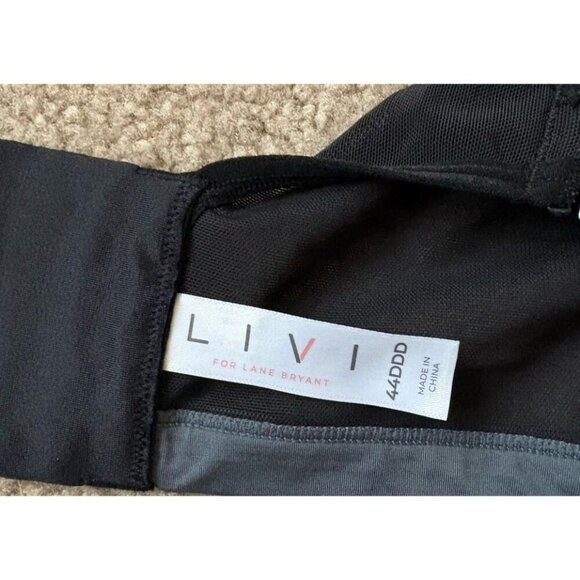 LIVI Active Plus Size 44DDD Black Gray Max Support Wicking Underwire Sports Bra - Picture 2 of 5